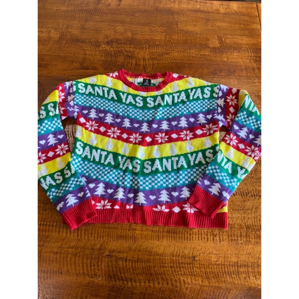 Boutique - Rainbow Yas Santa Ugly Christmas Sweater - S